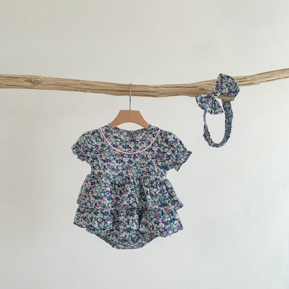 Summer Infant Baby Floral Romper | With Headband - # BAAA21110047