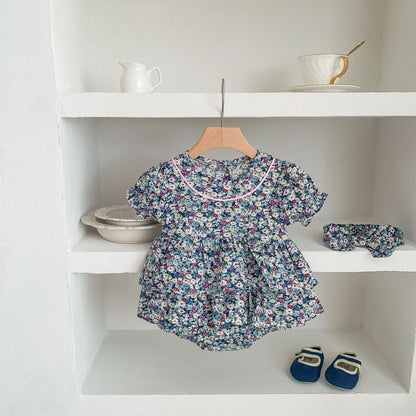 Summer Infant Baby Floral Romper | With Headband - # BAAA21110047