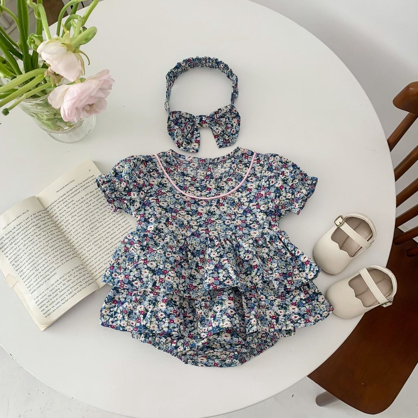 Summer Infant Baby Floral Romper | With Headband - # BAAA21110047