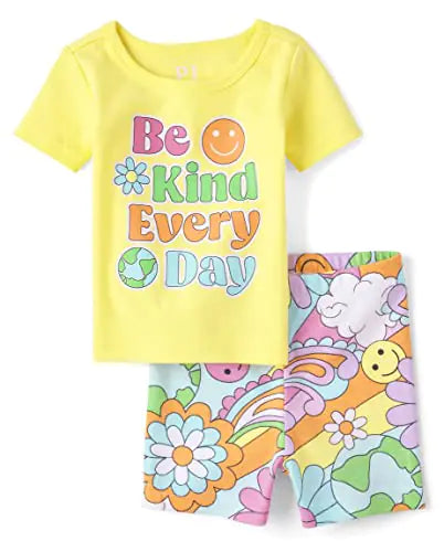The Children's Place | Baby Toddler Girl Sleeve Top and Shorts Snug Fit | 2 Piece Pajama Set | 0-3 Months - # BAAA81810008