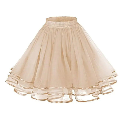 Three-Layer Ribbon Grenadine Soft Girl Skirt - # GIAA23710003
