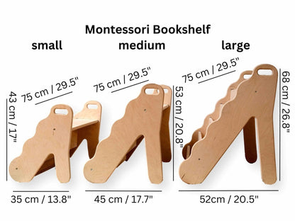 Wave Design Wooden Bookshelf / Small Size-3