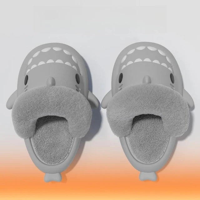 Winter Plush Shark Slippers Boys Men - # BOAA73410003