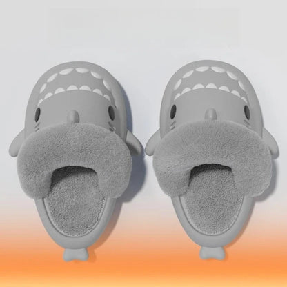 Winter Plush Shark Slippers Boys Men - # BOAA73410003