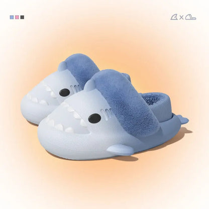 Winter Plush Shark Slippers Boys Men - # BOAA73410003