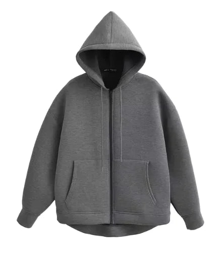 Winter Zipper High Street Double Pocket Oversized Loose Sweater - # BOAA13510008