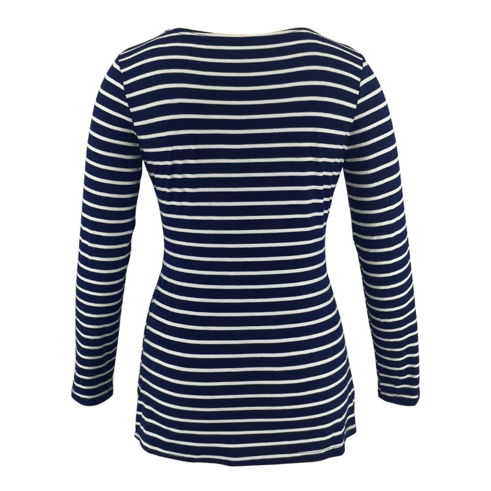 Women Deep V-Neck Long Sleeve Printed Maternity & Nursing T-Shirt - # PRGTA11310027 & NURSGA11110113