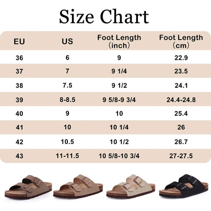 Women's Cork Footbed Slide Sandal, Comfortable Summer Beach Sandals with Adjustable Buckle 7.5 Stone - # GIAA73510007