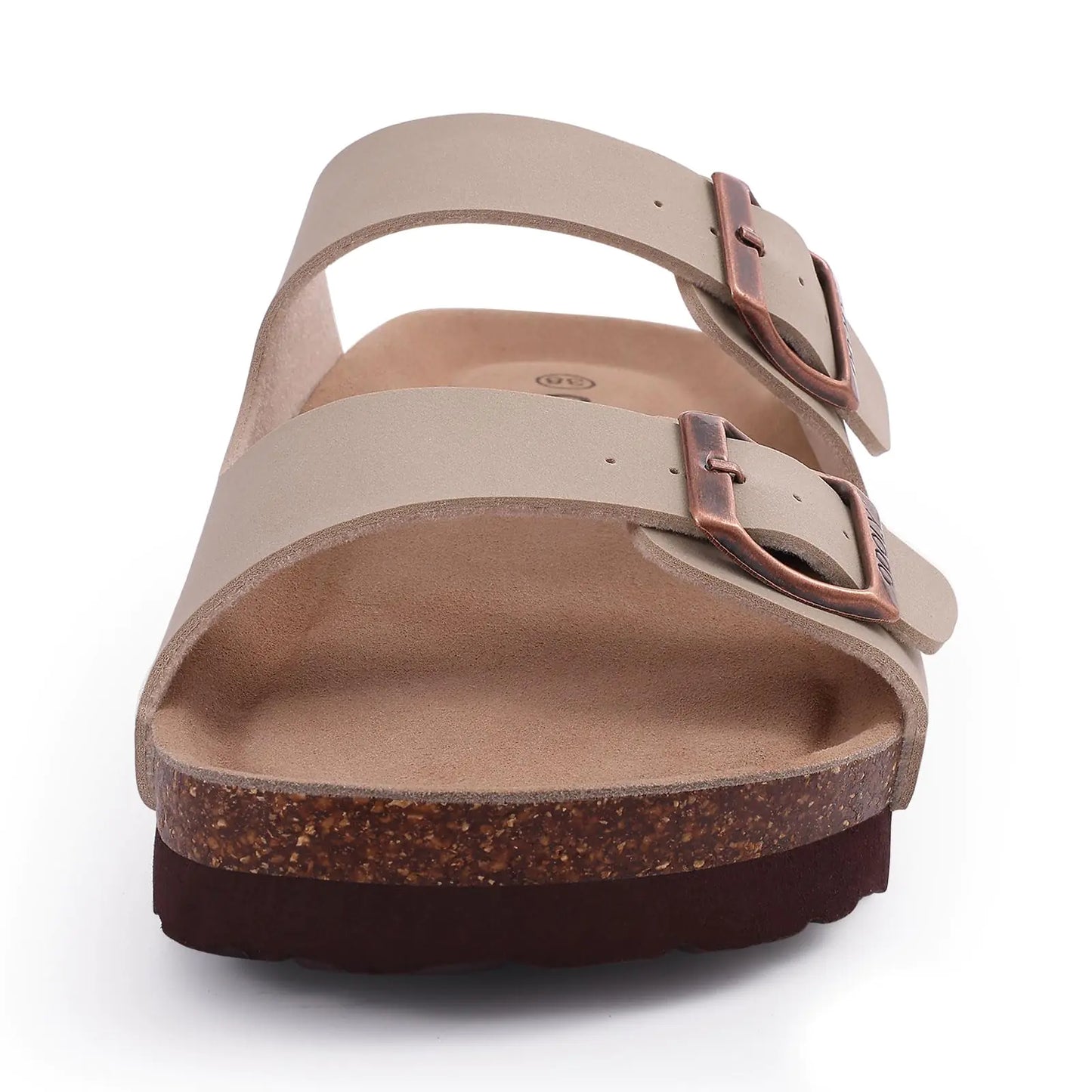 Women's Cork Footbed Slide Sandal, Comfortable Summer Beach Sandals with Adjustable Buckle 7.5 Stone - # GIAA73510007