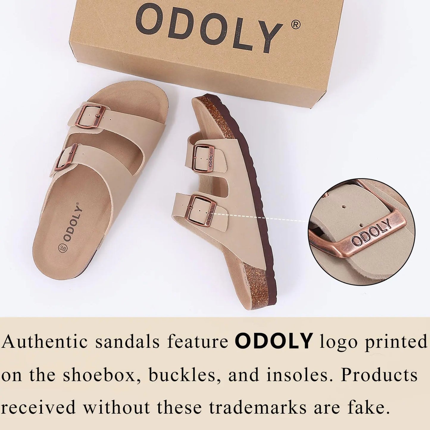 Women's Cork Footbed Slide Sandal, Comfortable Summer Beach Sandals with Adjustable Buckle 7.5 Stone - # GIAA73510007