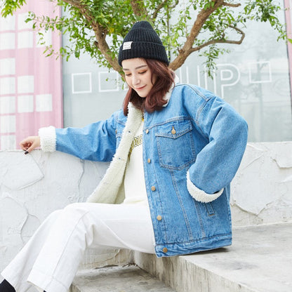 Women's Winter Denim Jacket with Fleece Lining - # GIAA23210004
