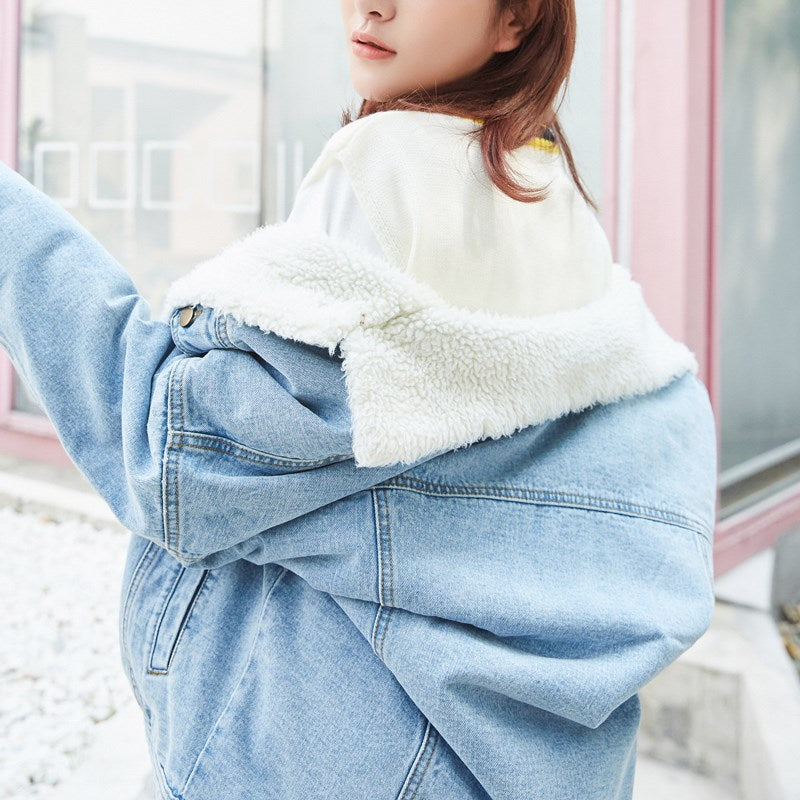 Women's Winter Denim Jacket with Fleece Lining - # GIAA23210004
