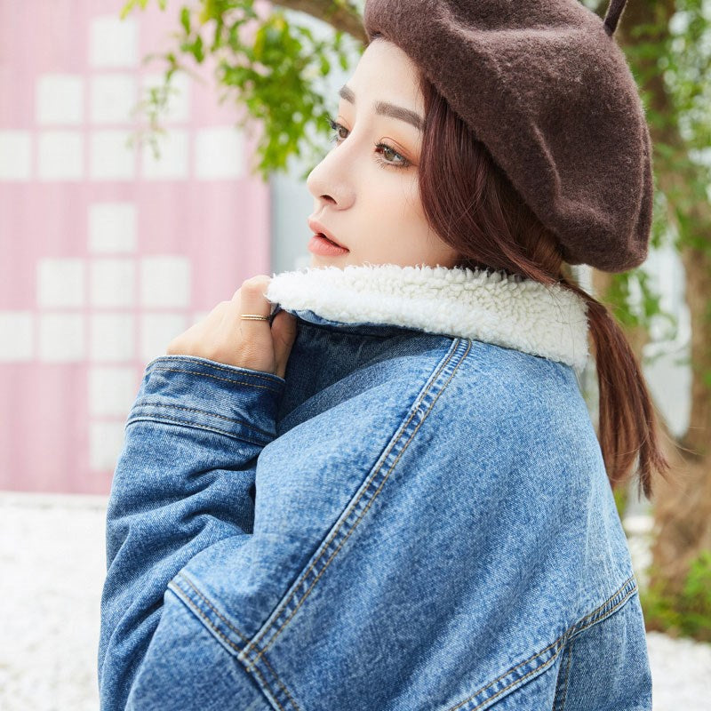 Women's Winter Denim Jacket with Fleece Lining - # GIAA23210004