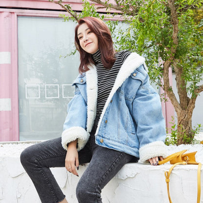 Women's Winter Denim Jacket with Fleece Lining - # GIAA23210004