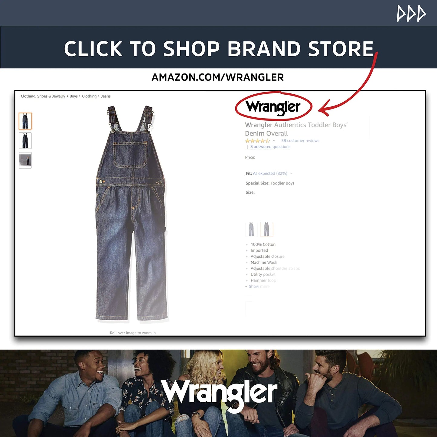 Wrangler Authentic | Boys' Classic Denim Overall | 5T Aged | Indigo - # BOAA11410014